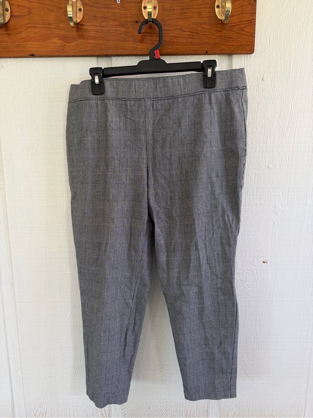 Talbots Skinny Ankle Curve Gray Women's Stretch Plaid Ankle Pants Office Work